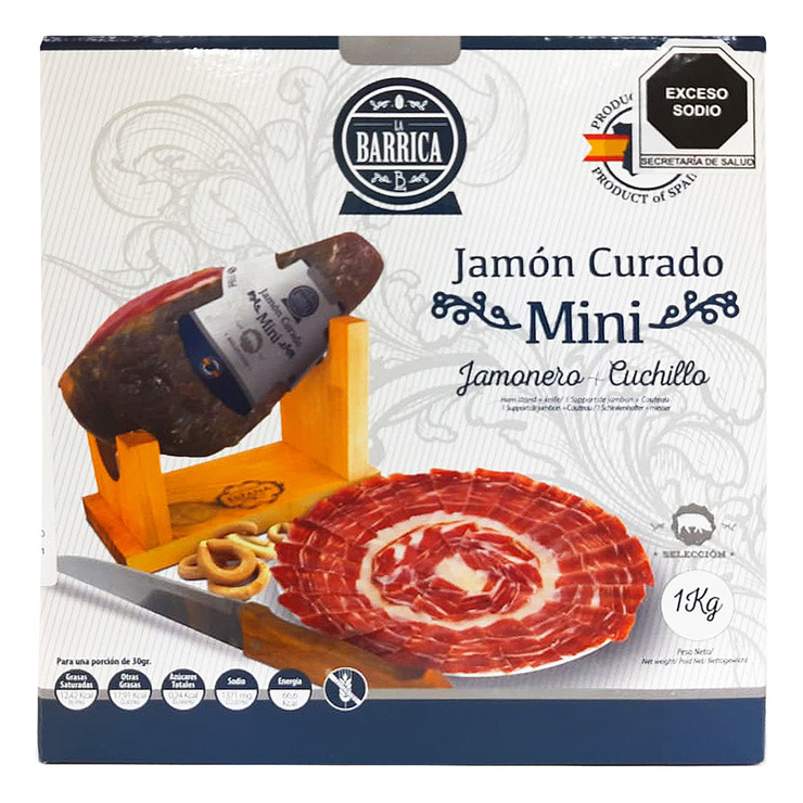 La Barrica Mini Jamón Curado con Jamonero y Cuchillo 1 kg — Imagen 1 de 2