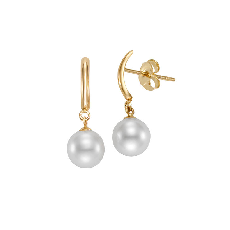 Aretes de Perlas, Oro Amarillo de 14K — Imagen 1 de 4