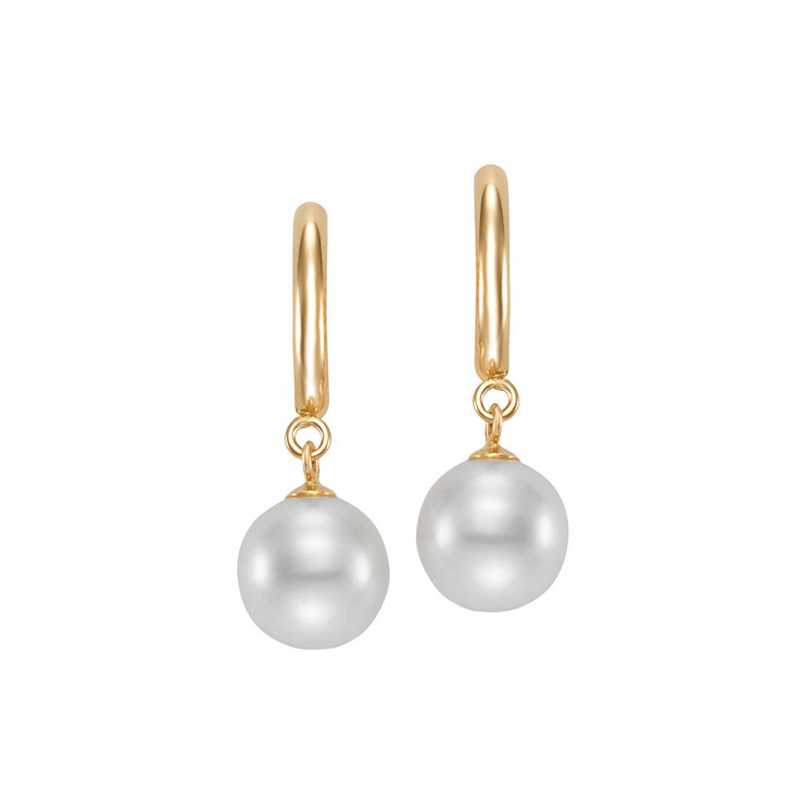 Aretes de Perlas, Oro Amarillo de 14K — Imagen 2 de 4