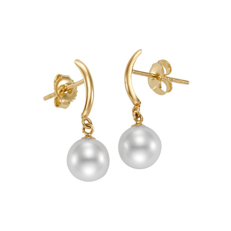 Aretes de Perlas, Oro Amarillo de 14K — Imagen 3 de 4