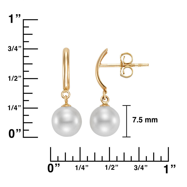 Aretes de Perlas, Oro Amarillo de 14K — Imagen 4 de 4