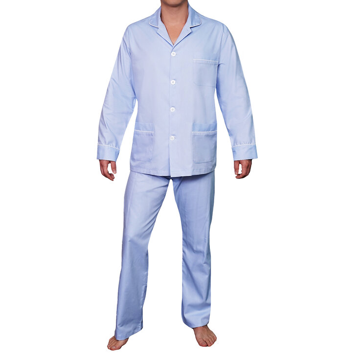 Emporio Colombo, Pijama Caballero, Camisa y Pantalón,  Estampado Azul Liso, Varias Tallas — Imagen 1 de 3