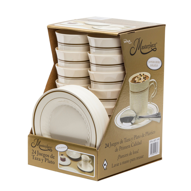 Masterpiece tazas y platos desechables 48 piezas