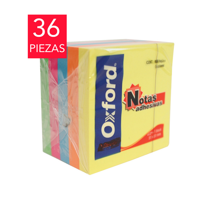 Oxford notas adhesivas 5.1 x 5.1cm color neón — Imagen 1 de 3