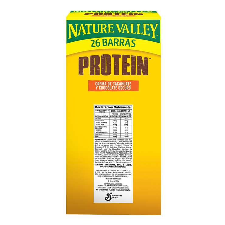 Nature Valley Barras de Proteína Sabor Chocolate con Crema de Cacahuate 26 pzas de 40 g — Imagen 2 de 3
