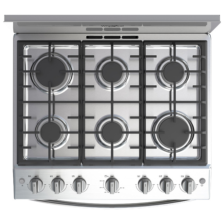 Estufa Whirlpool de 30" con respaldo, 6 quemadores — Imagen 3 de 4