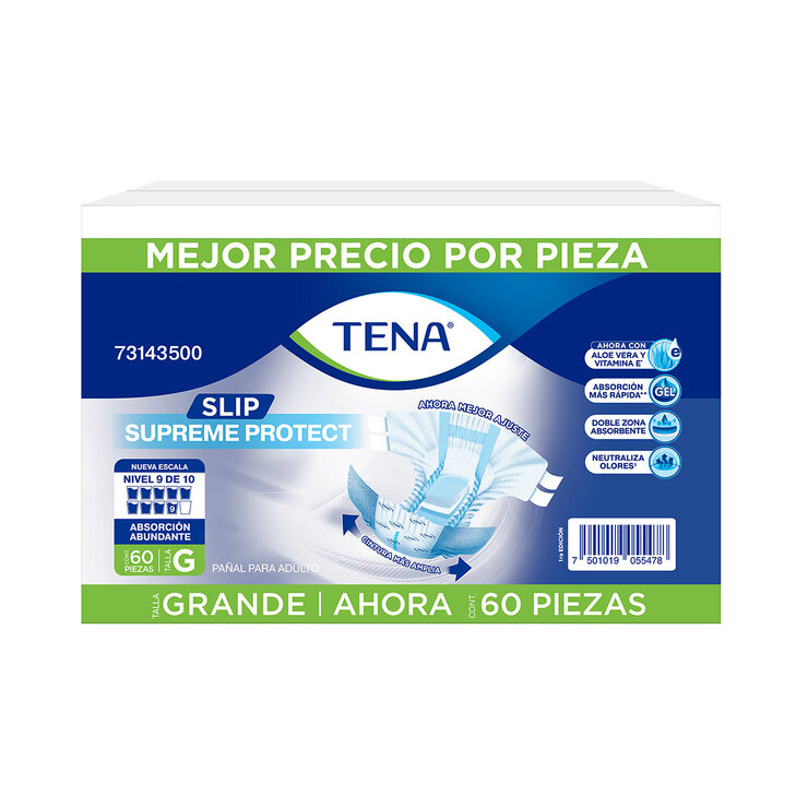 Ropa Interior Desechable, Tena Slip Supreme, Grande, 60 pzas
