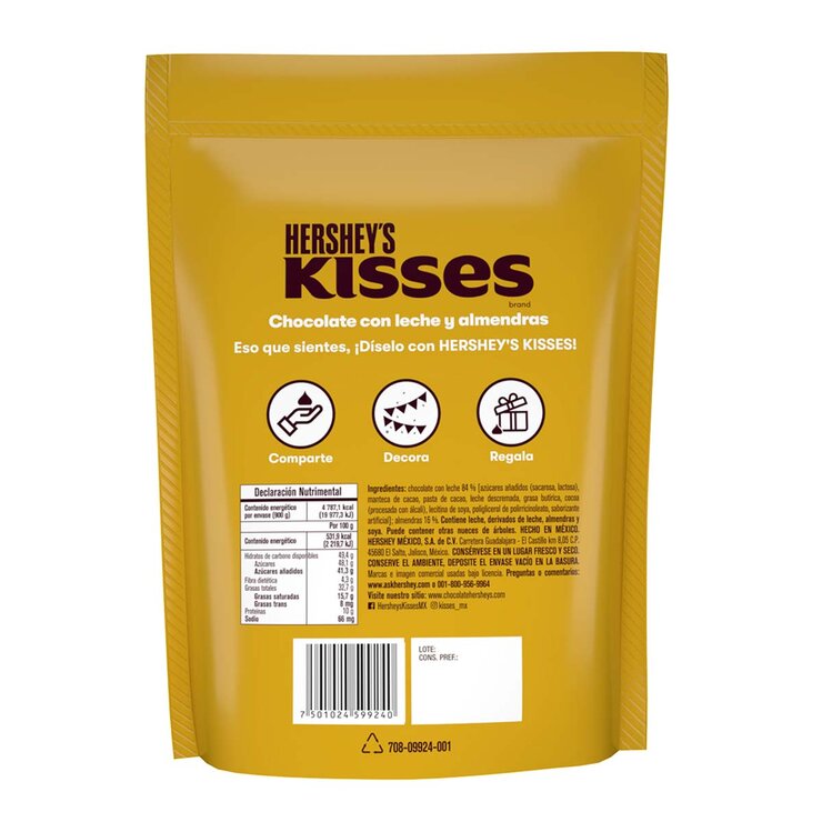 Hershey's Kisses Chocolates y Almendras 900 g — Imagen 2 de 2