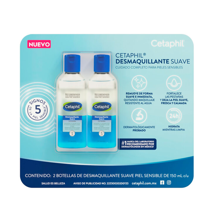 Cetaphil Desmaquillante 2 pzas de 150 ml — Imagen 1 de 3