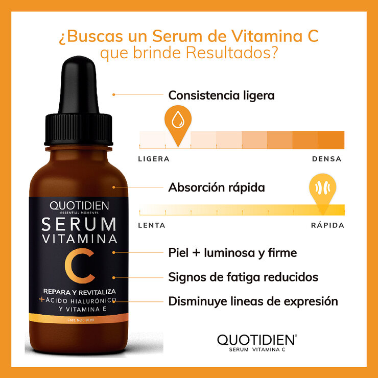 Quotidien Serum Facial con Vitamina C y Acido Hialuronico 30 ml — Imagen 4 de 4