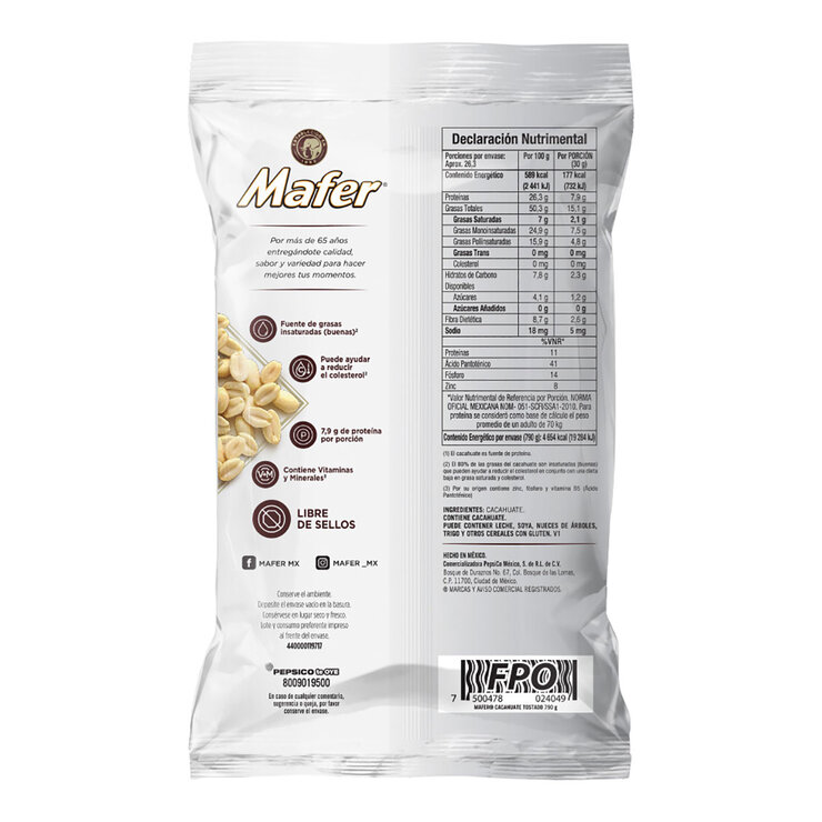 Mafer Cacahuate sin Sal 790 g — Imagen 2 de 4