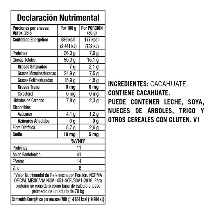 Mafer Cacahuate sin Sal 790 g — Imagen 4 de 4