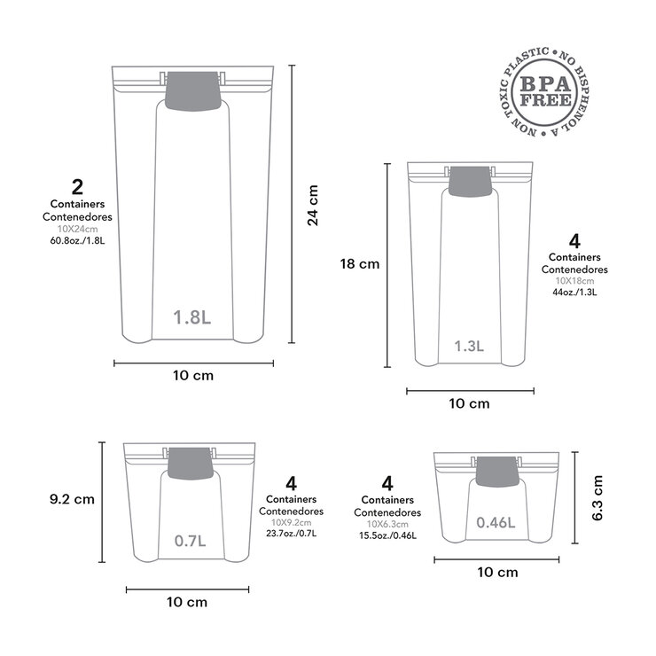 AG Simplesmart, Paquete de 14 Contenedores para Alimentos, Tapas con Broche — Imagen 2 de 4
