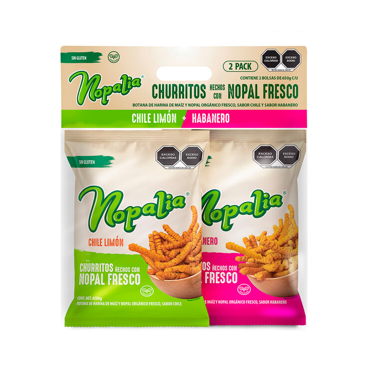 Nopalia Churritos con Nopal Fresco Sabor Habanero, Chile y Limón 2 pzas de 650 g — Imagen 1 de 3