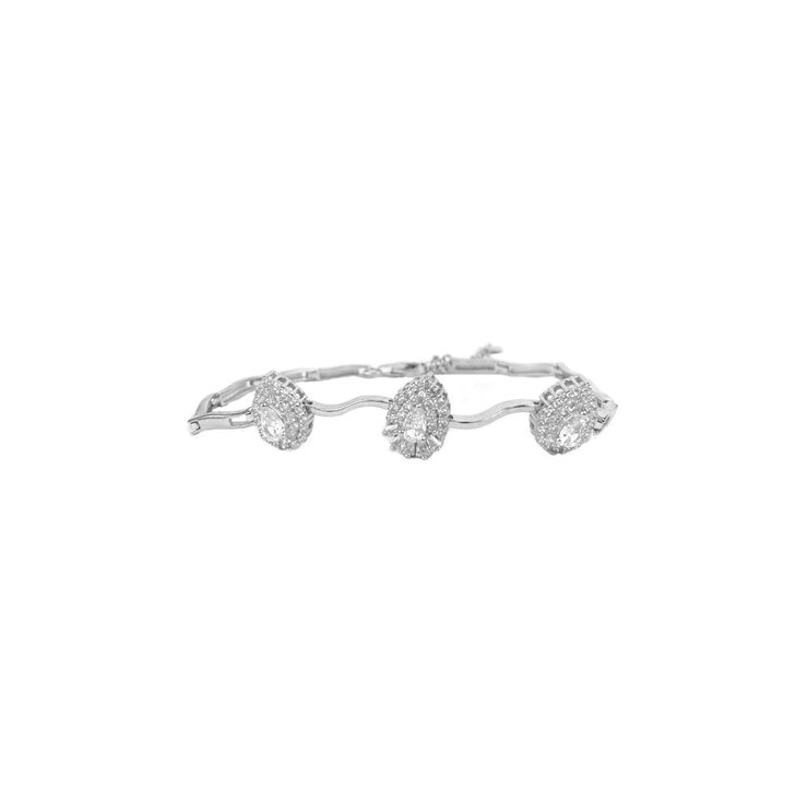 Avonza, Pulsera en Plata con Tres Dijes en Forma de Gota, Circonías Blancas — Imagen 1 de 2