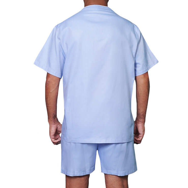 Emporio Colombo, Pijama para Caballero, Camisa y Short, Rayas Color Azul, Varias Tallas — Imagen 2 de 3