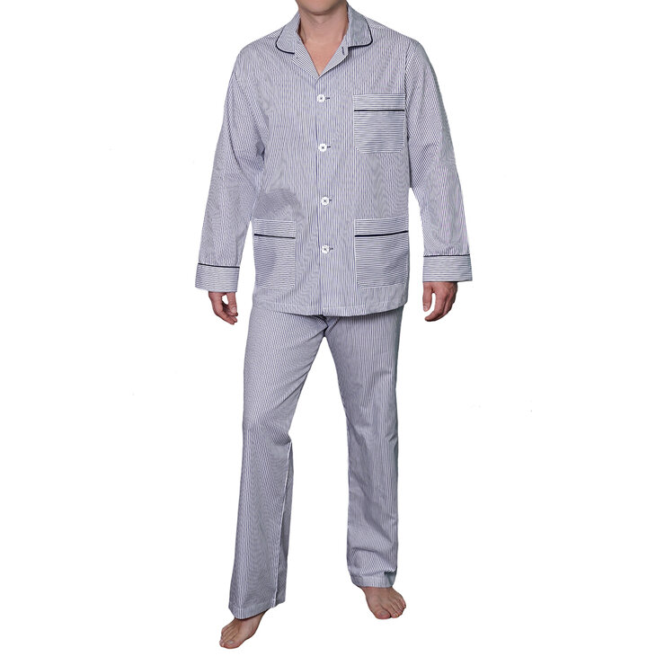 Emporio Colombo, Pijama Caballero, Camisa y Pantalón,  Estampado Rayas marino, Varias Tallas — Imagen 1 de 3