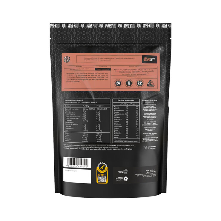 S Supplement Whey 90 Proteína sabor chocolate 900 gr — Imagen 3 de 3