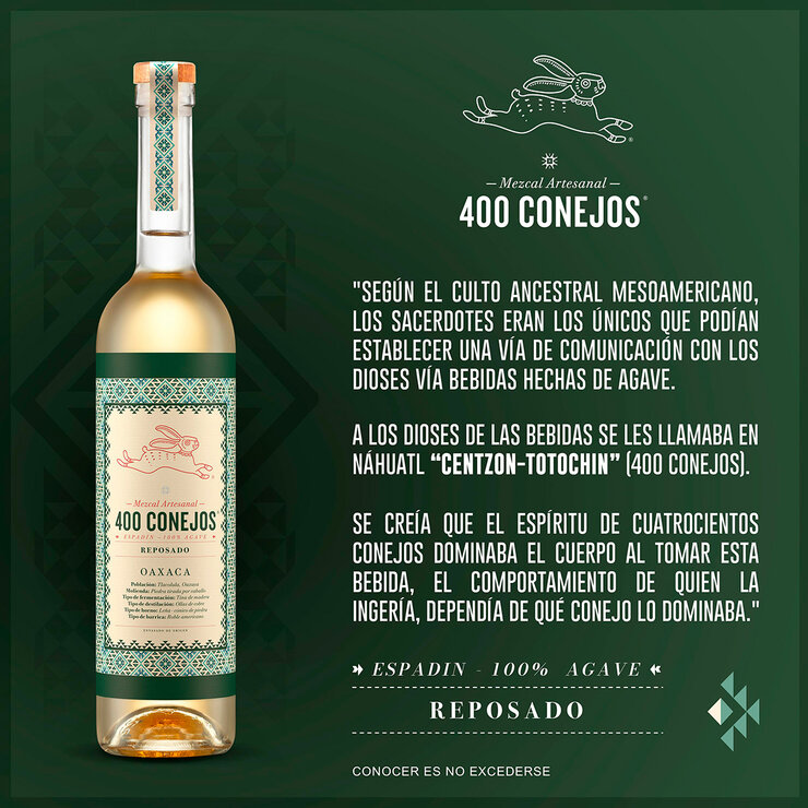 Mezcal 400 Conejos Espadín Reposado 750ml — Imagen 2 de 3