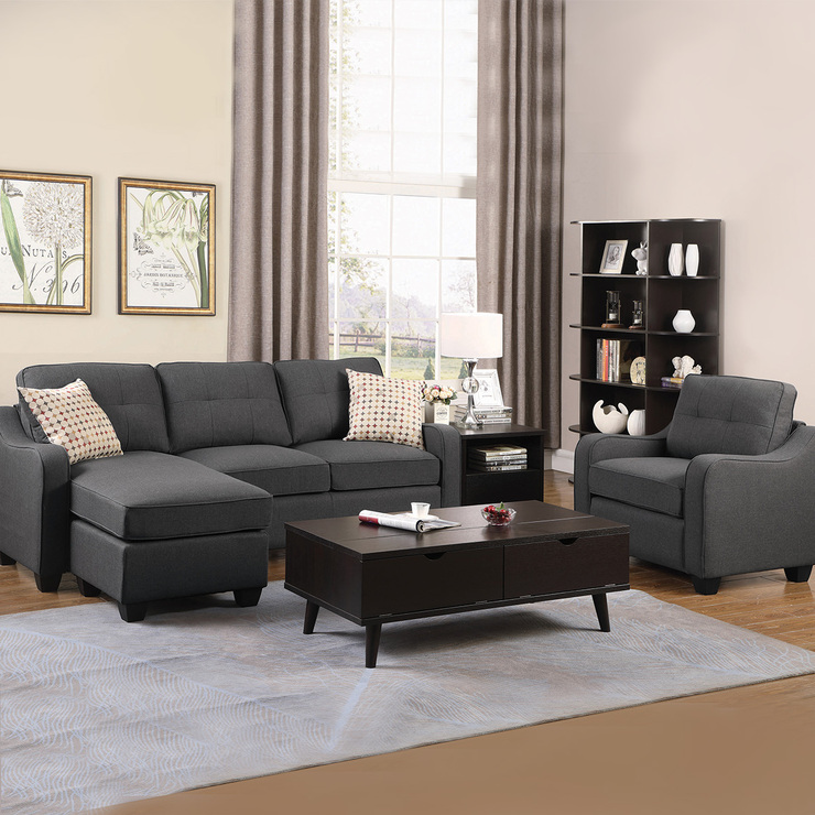 Coaster, seccional reversible y sillón, tela — Imagen 1 de 4