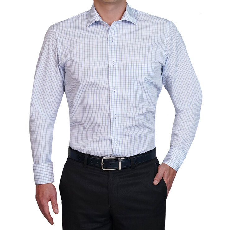 Emporio Colombo, Camisa Vestir Caballero, Corte Slim y/o Regular, Cuadros Cielo — Imagen 1 de 3