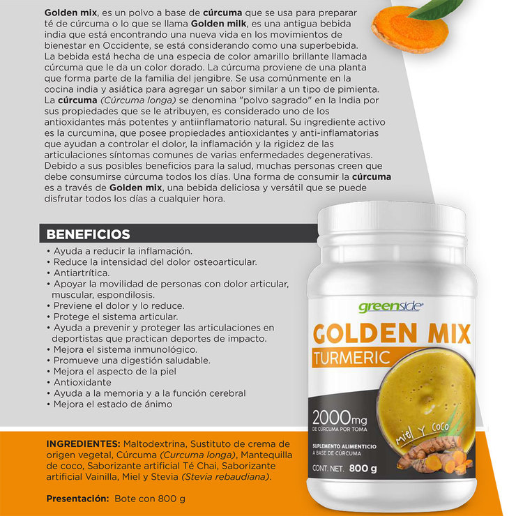 Greenside Golden Mix Turmeric 800g — Imagen 2 de 2