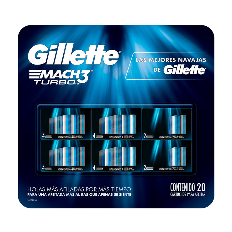 Gillette  Mach3 Turbo  Cartuchos para Afeitar 20 pzas — Imagen 1 de 4