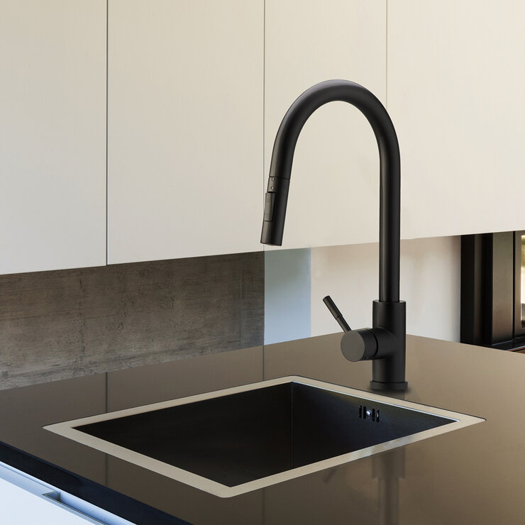 Rubinett, Grifo Monomando de Cocina Negro Mate — Imagen 4 de 4