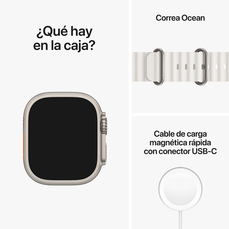 Apple Watch Ultra (GPS + Celular) Caja de titanio 49 mm con correa Ocean Blanco — Imagen 4 de 4
