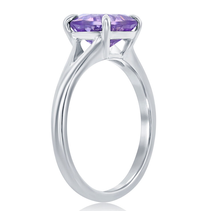 Anillo de Amatista, Oro Blanco 14kt — Imagen 2 de 3