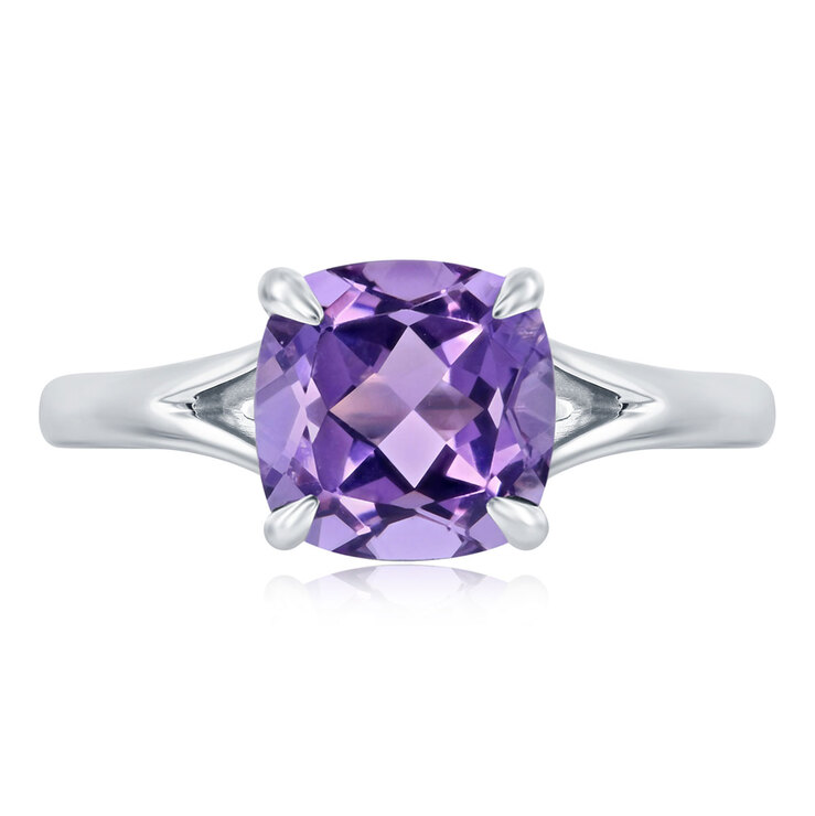 Anillo de Amatista, Oro Blanco 14kt — Imagen 3 de 3
