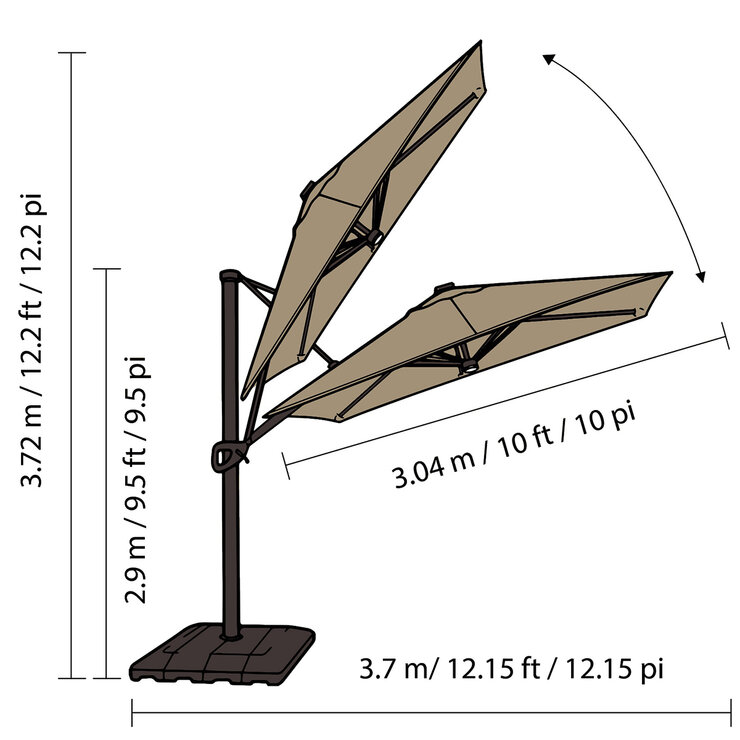 Seasons Sentry Sombrilla para Jardín de 3.04m con Base y Luz LED — Imagen 4 de 4