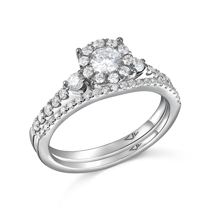 Anillo de Boda, 0.91ctw Diamantes, Oro Blanco 14kt — Imagen 1 de 4