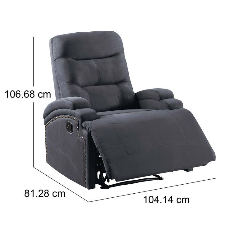 Poundex, Jordania, Reclinable de tela color gris  — Imagen 2 de 2