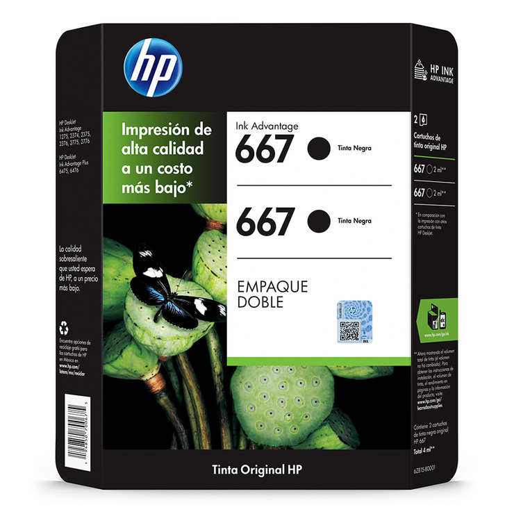 HP667 Cartucho de Tinta Negro  — Imagen 1 de 2