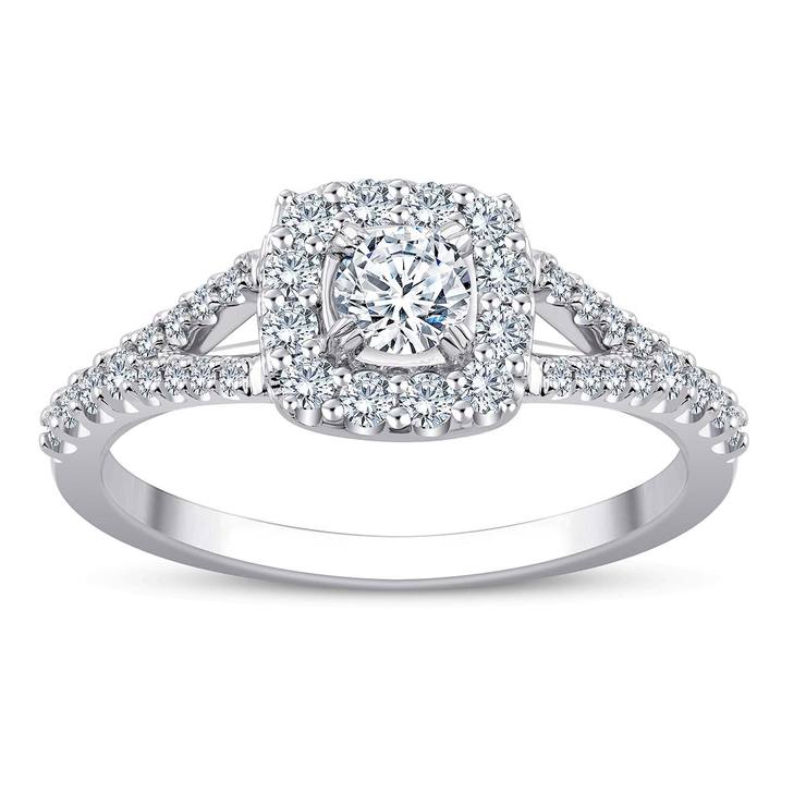 Anillo, 0.60ctw Diamantes, Oro Blanco 14kt — Imagen 1 de 4