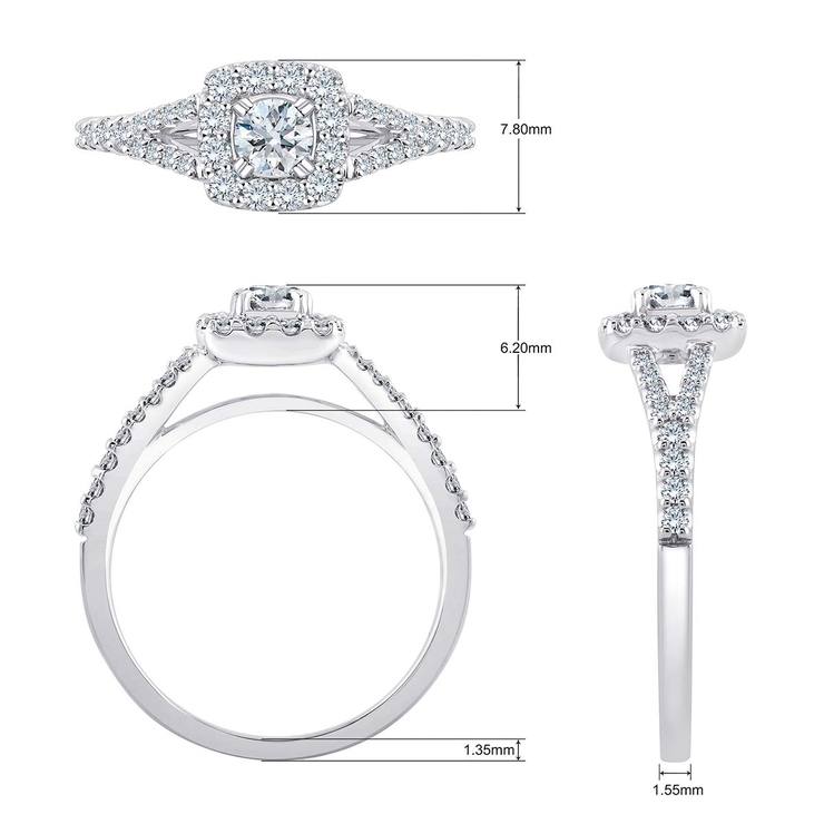 Anillo, 0.60ctw Diamantes, Oro Blanco 14kt — Imagen 4 de 4