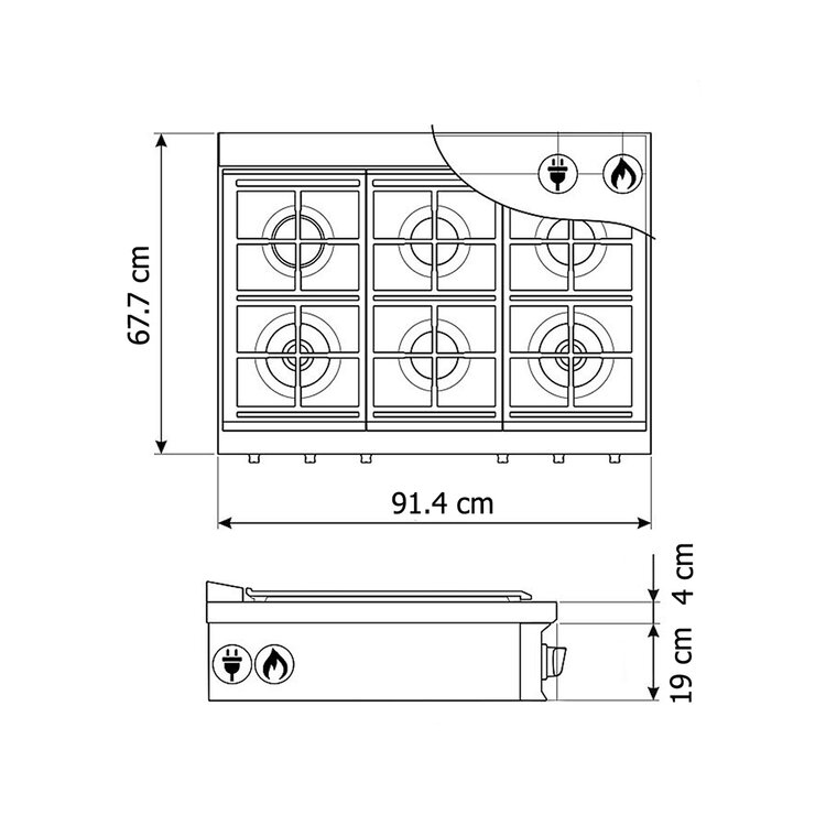 Parrilla de gas 76cm Smeg — Imagen 4 de 4