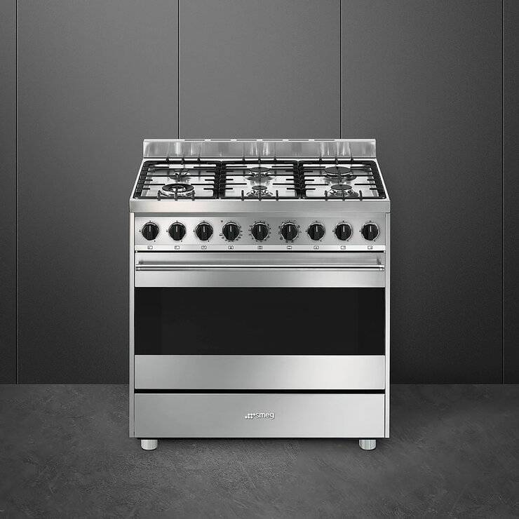 Estufa de piso 90cm con 6 quemadores Smeg — Imagen 3 de 3