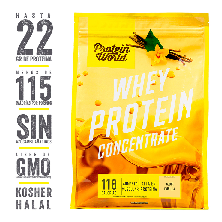 Proteína en Polvo Sabor Vainilla, Protein World Whey, 900 g — Imagen 2 de 3