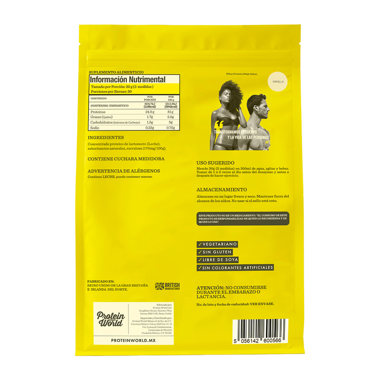 Proteína en Polvo Sabor Vainilla, Protein World Whey, 900 g — Imagen 3 de 3