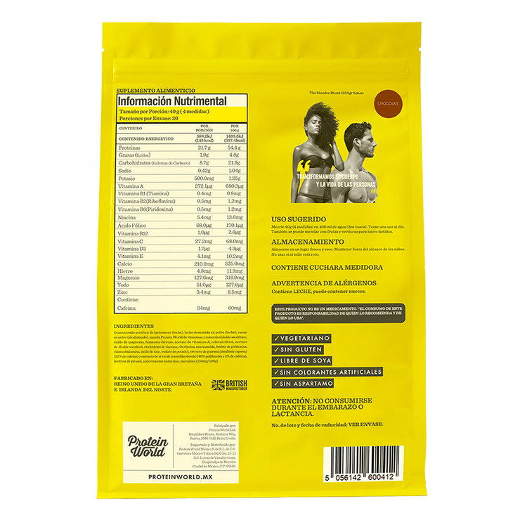Bebida a Base de Proteína Sabor Chocolate, Protein World Slender 1.2 kg — Imagen 2 de 2
