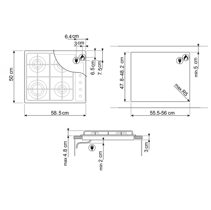 Parrilla de gas 60cm Smeg — Imagen 3 de 3