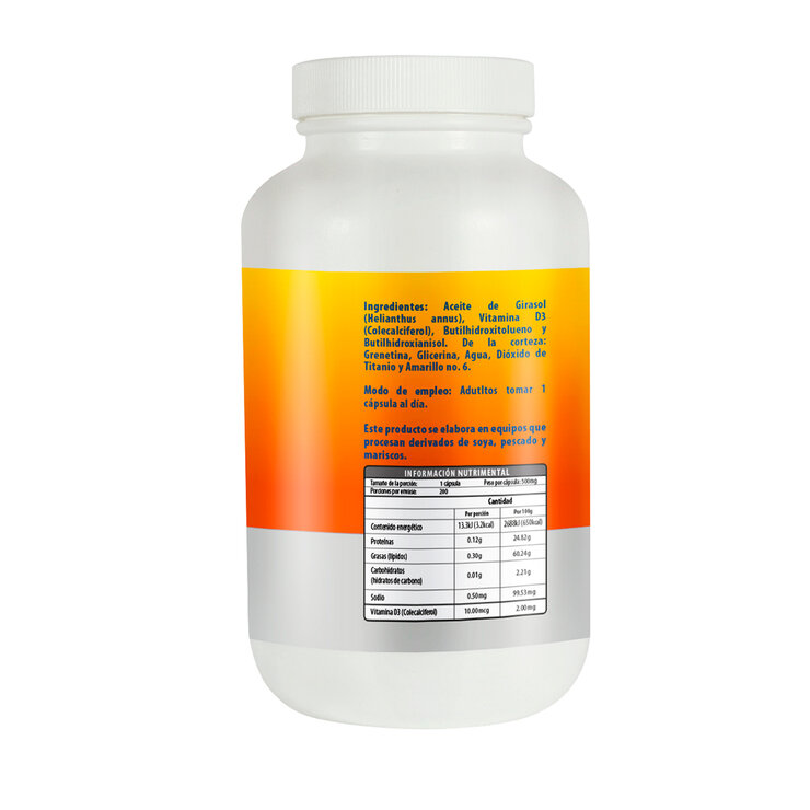 Vitamina D3 con Aceite de Girasol 200 Cápsulas — Imagen 3 de 4