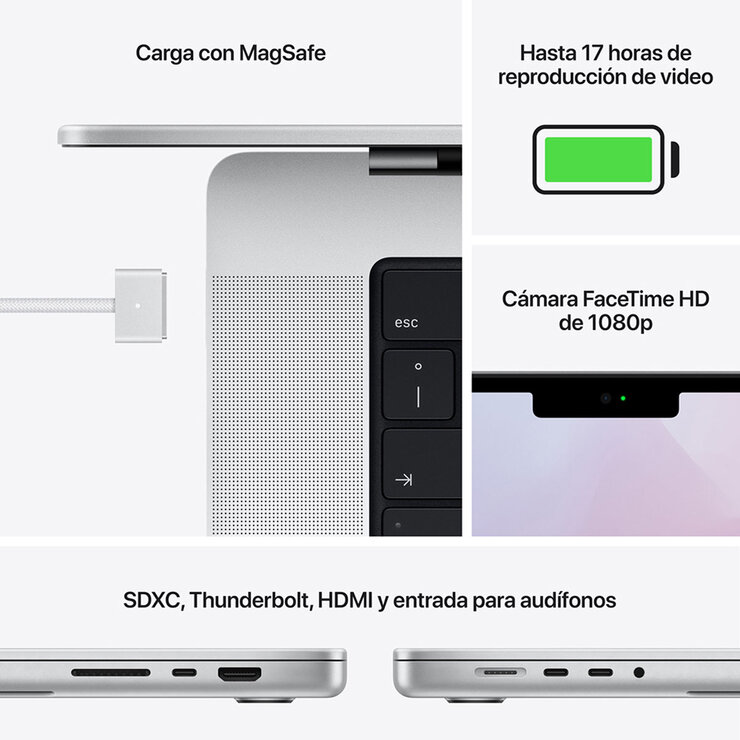 Apple Macbook Pro 14"  Chip M1 Pro 1TB Plata — Imagen 3 de 4