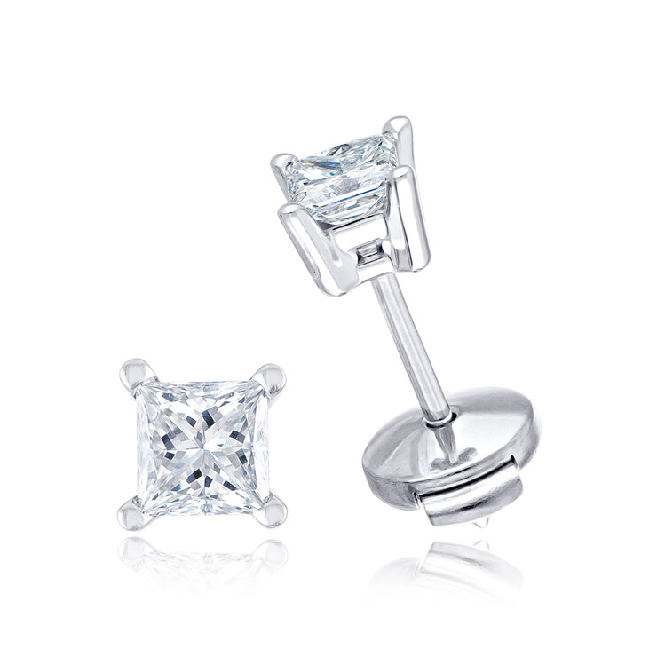 Aretes de Diamantes, 0.50ctw, Platino, Corte Princesa — Imagen 1 de 3