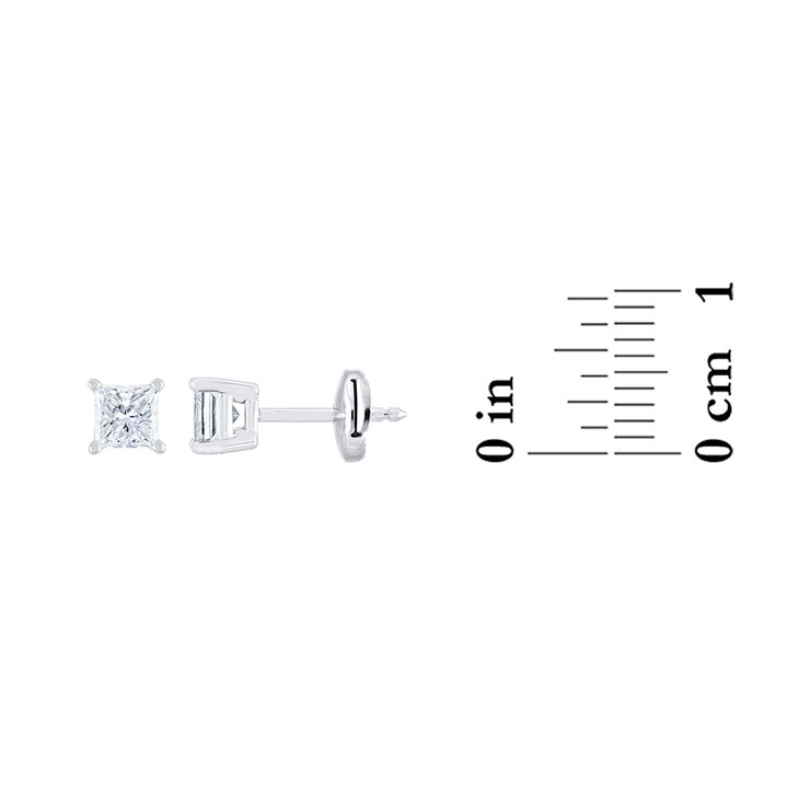 Aretes de Diamantes, 0.50ctw, Platino, Corte Princesa — Imagen 3 de 3