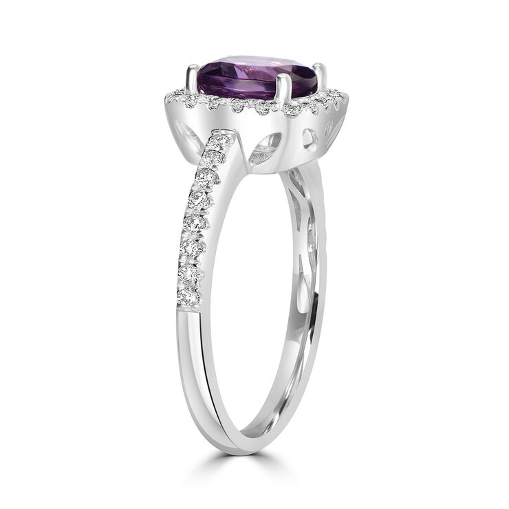 Anillo de Amatista con diamantes 0.30ctw, Oro Blanco 14k — Imagen 3 de 4