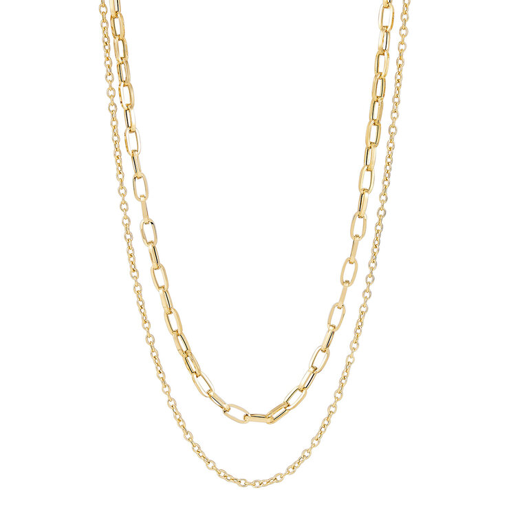 Doble Cadena, Paperclip y Rolo, 40.64cm, Oro Amarillo de 14K — Imagen 1 de 4