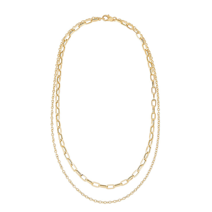 Doble Cadena, Paperclip y Rolo, 40.64cm, Oro Amarillo de 14K — Imagen 2 de 4